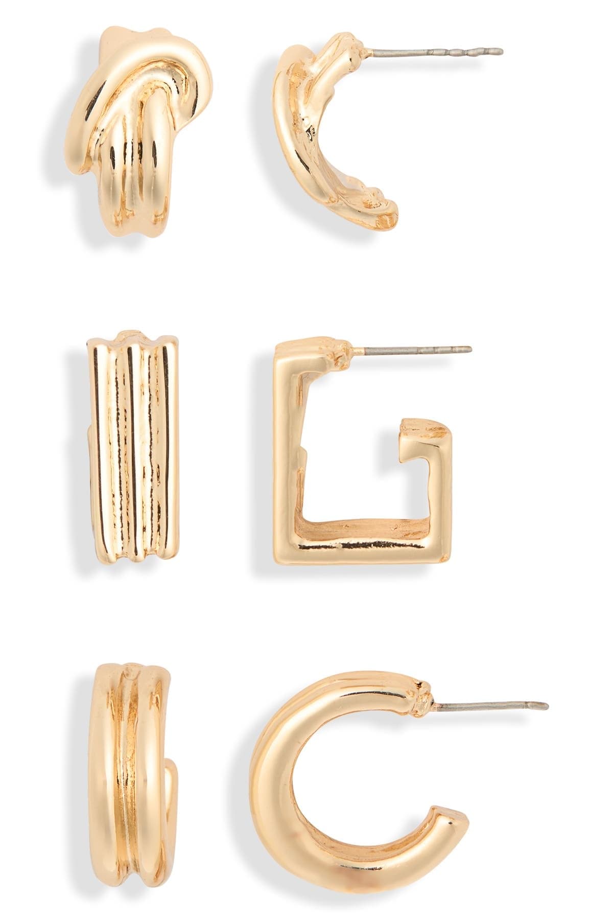 NORDSTROM RACK 3-Pack Geo Assorted Hoop Earrings