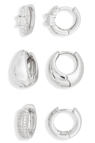 Leith 3-Pack Assorted Wide Huggie Hoop Earrings 2