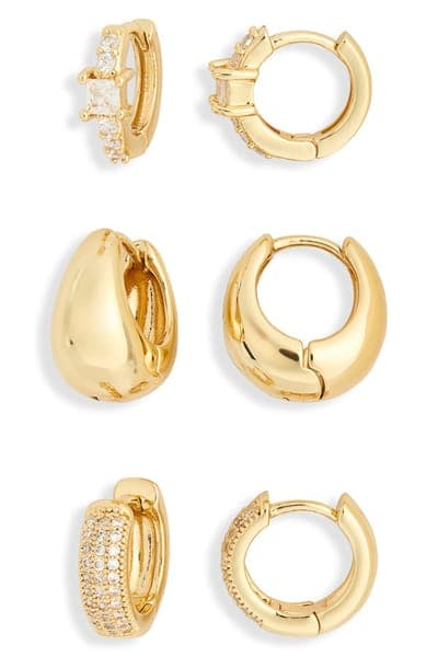 Leith 3-Pack Assorted Wide Huggie Hoop Earrings 5