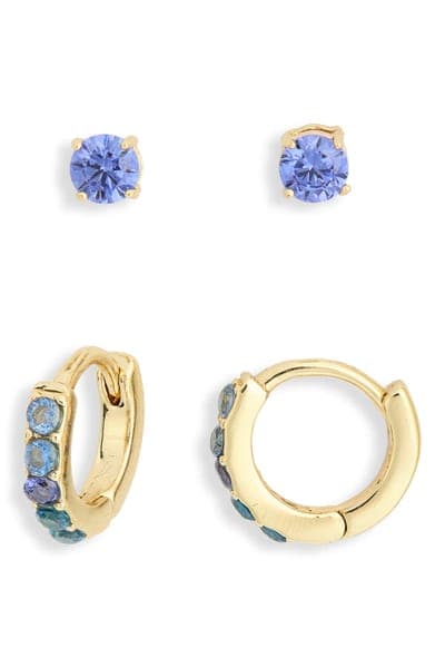 Leith Set of 2 Cubic Zirconia Stud & Huggie Hoop Earrings 8