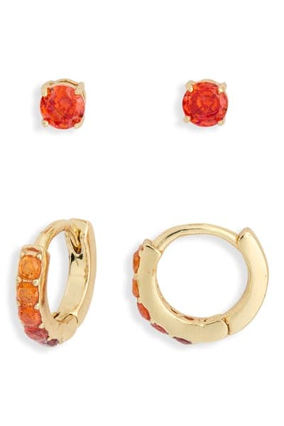 Leith Set of 2 Cubic Zirconia Stud & Huggie Hoop Earrings 26