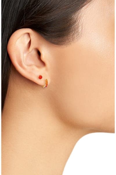 Leith Set of 2 Cubic Zirconia Stud & Huggie Hoop Earrings 27