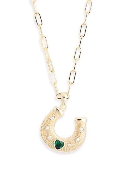 Leith Cubic Zirconia Horseshoe Pendant Necklace 2