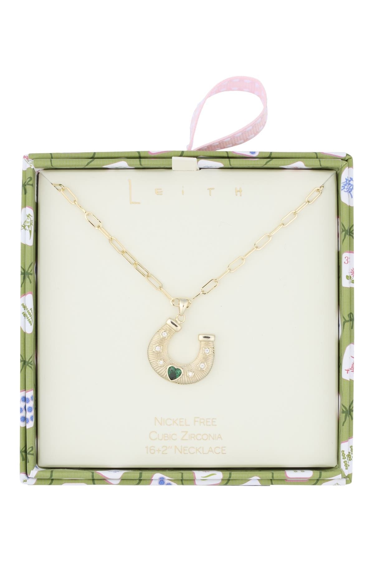 Leith Cubic Zirconia Horseshoe Pendant Necklace