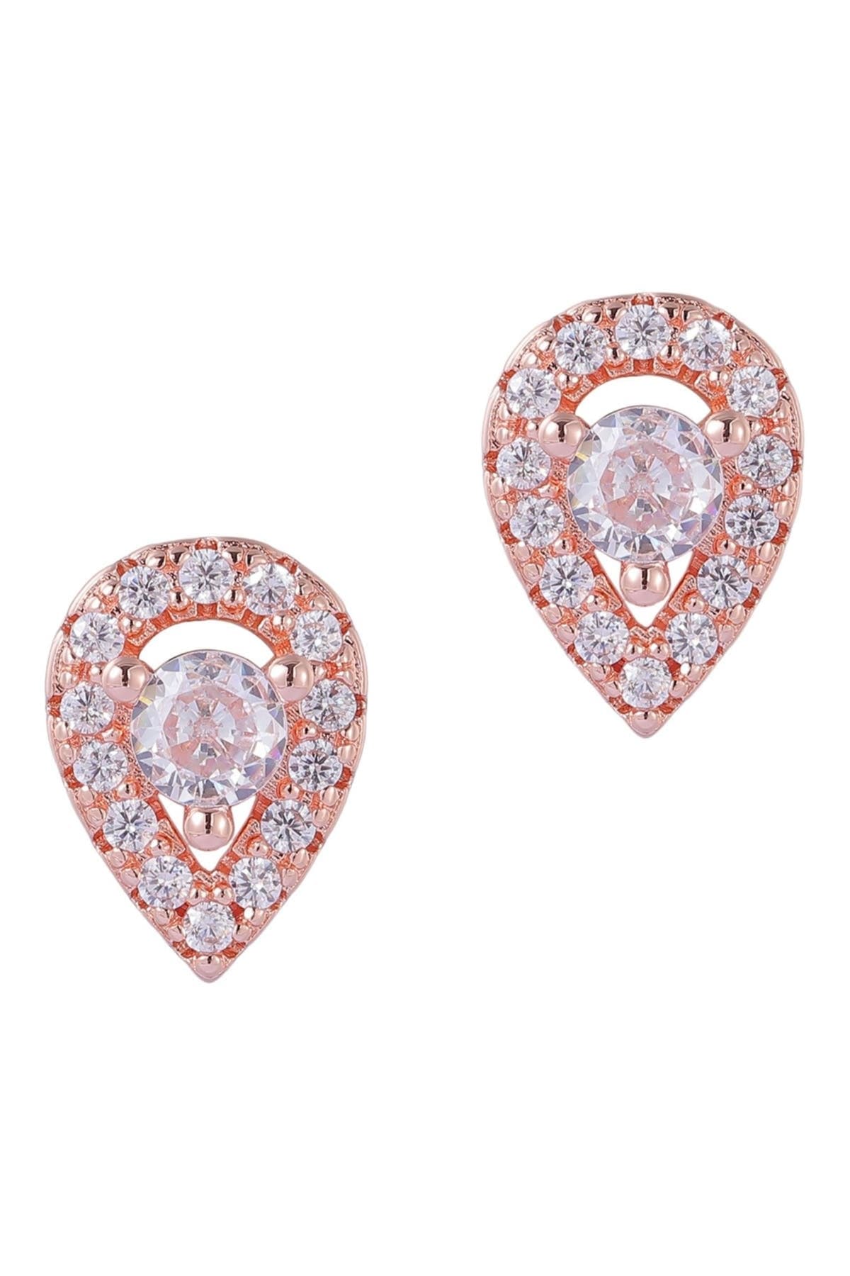 Adornia 14K Rose Gold Plated Crystal Pear Stud Earrings