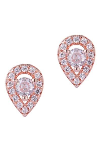 Adornia 14K Rose Gold Plated Crystal Pear Stud Earrings 1