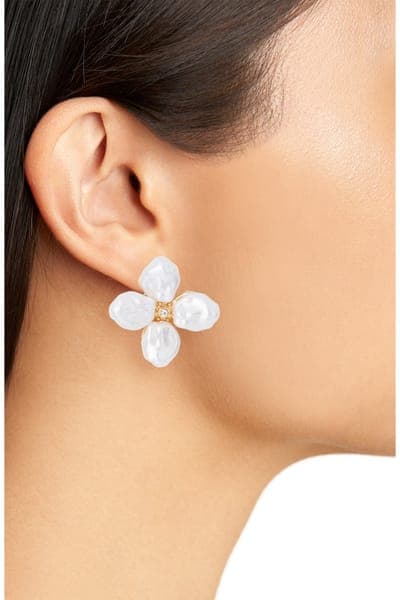 NORDSTROM RACK Imitation Pearl Flower Stud Earrings 2