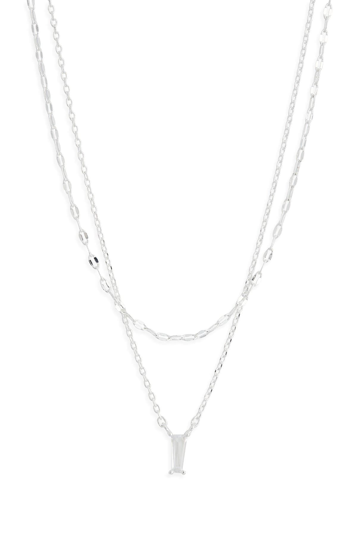NORDSTROM RACK Baguette Cubic Zirconia Pendant Layered Necklace