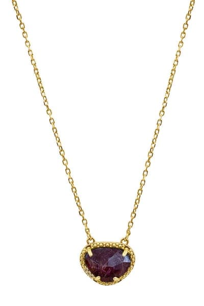 ADORNIA FINE 14K Yellow Gold Plated Sterling Silver Birthstone Pendant Necklace 8