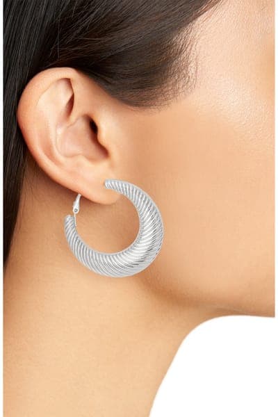 NORDSTROM RACK Textured Hoop Earrings 2