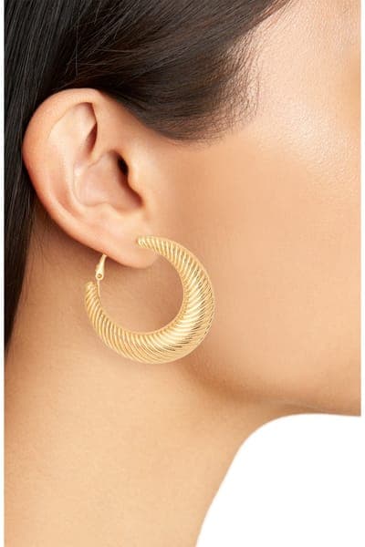 NORDSTROM RACK Textured Hoop Earrings 4