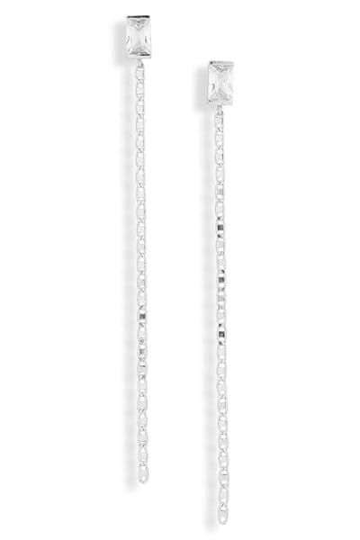 NORDSTROM RACK CZ Stud Mariner Chain Drop Earrings 1