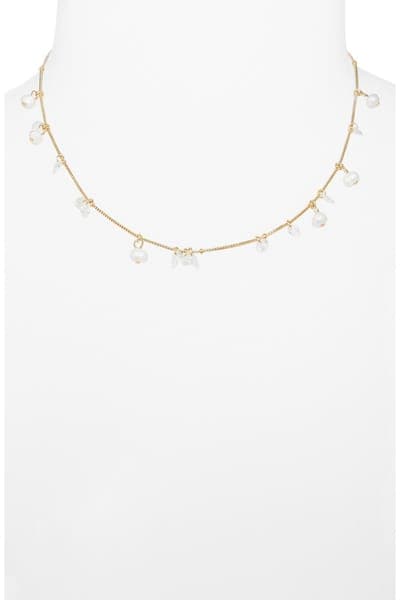 NORDSTROM RACK Floating Cubic Zirconia & Faux Pearl Necklace 2