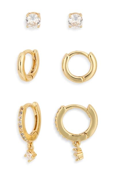 NORDSTROM RACK 3-Pack Assorted Stud & Hoop Earrings Set 1