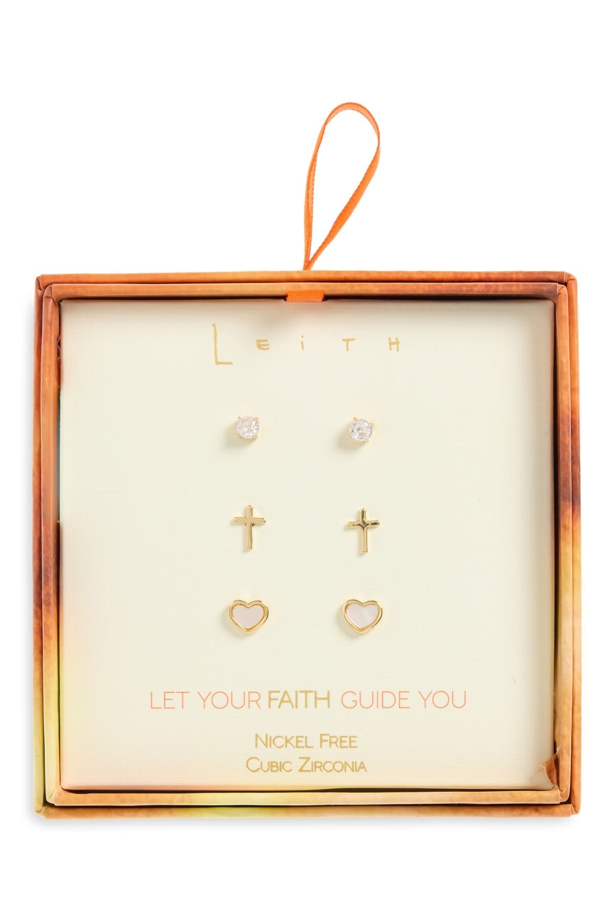 Leith Set of 3 Cubic Zirconia Faith Stud Earrings