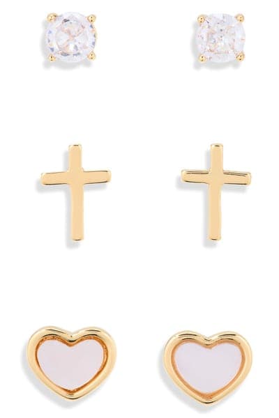 Leith Set of 3 Cubic Zirconia Faith Stud Earrings 2