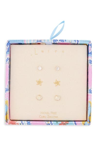 Leith Set of 3 Cubic Zirconia Seaside Stud Earrings 1