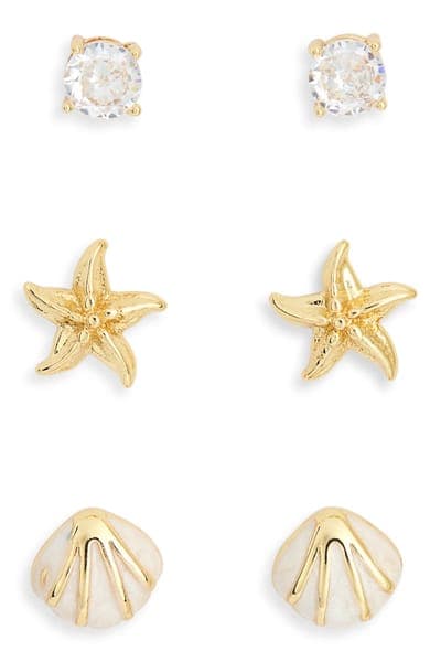 Leith Set of 3 Cubic Zirconia Seaside Stud Earrings 2