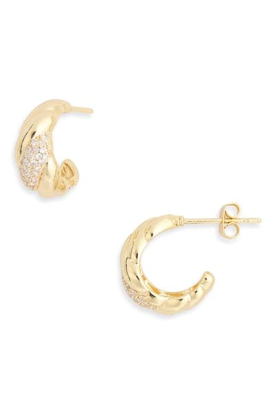 NORDSTROM RACK Demi Fine Pavé Cubic Zirconia Textured Hoop Earrings 1