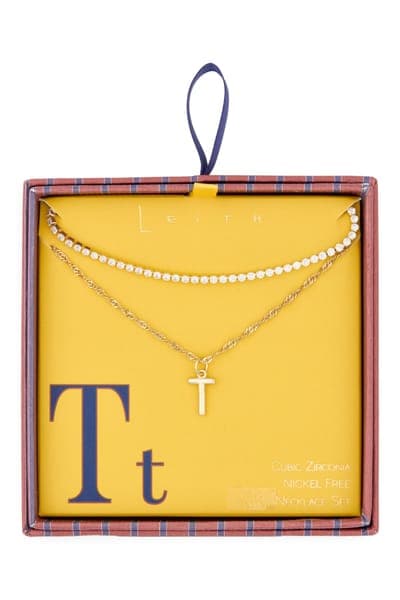 Leith Initial & Cubic Zirconia Necklace Set 40