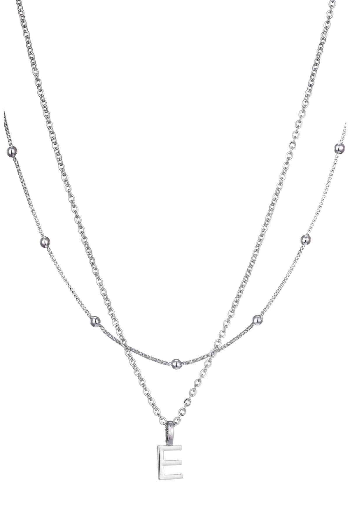 Adornia Initial Pendant Layered Chain Necklace (SILVER-E / SILVER-F / SILVER-A / SILVER-B / SILVER-C / SILVER-D / SILVER