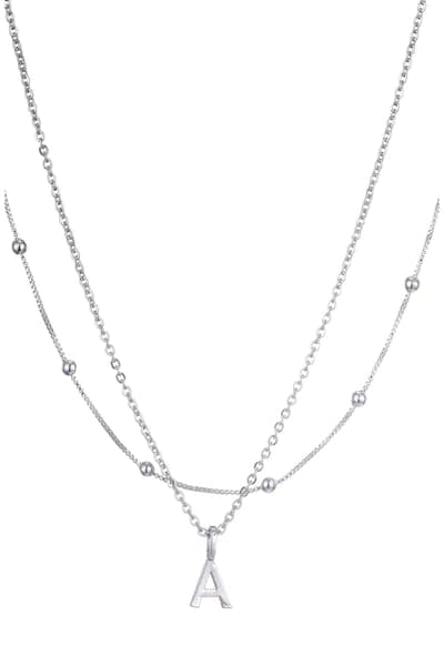 Adornia Initial Pendant Layered Chain Necklace (SILVER-E / SILVER-F / SILVER-A / SILVER-B / SILVER-C / SILVER-D / SILVER 3