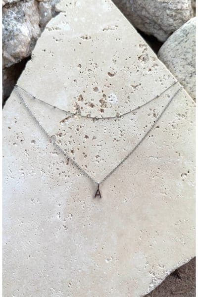 Adornia Initial Pendant Layered Chain Necklace (SILVER-E / SILVER-F / SILVER-A / SILVER-B / SILVER-C / SILVER-D / SILVER 6