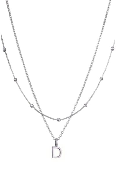 Adornia Initial Pendant Layered Chain Necklace (SILVER-E / SILVER-F / SILVER-A / SILVER-B / SILVER-C / SILVER-D / SILVER 9