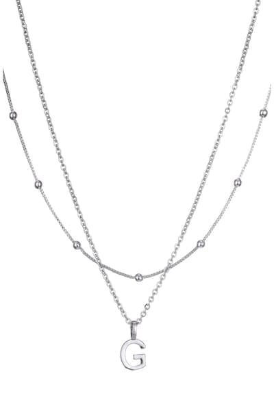 Adornia Initial Pendant Layered Chain Necklace (SILVER-E / SILVER-F / SILVER-A / SILVER-B / SILVER-C / SILVER-D / SILVER 10