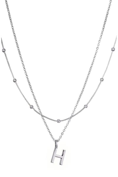 Adornia Initial Pendant Layered Chain Necklace (SILVER-E / SILVER-F / SILVER-A / SILVER-B / SILVER-C / SILVER-D / SILVER 11