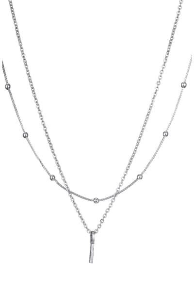 Adornia Initial Pendant Layered Chain Necklace (SILVER-E / SILVER-F / SILVER-A / SILVER-B / SILVER-C / SILVER-D / SILVER 12