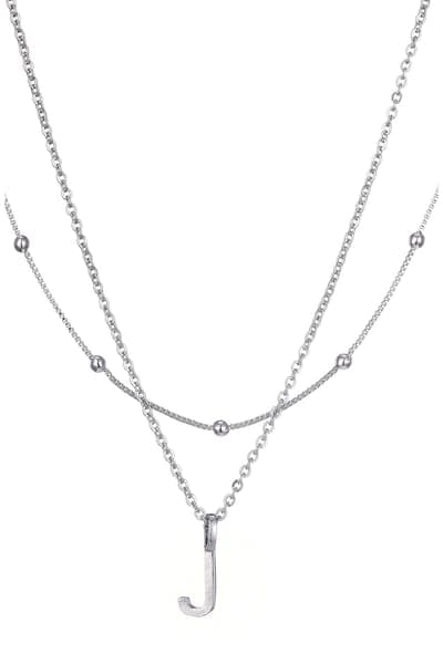 Adornia Initial Pendant Layered Chain Necklace (SILVER-E / SILVER-F / SILVER-A / SILVER-B / SILVER-C / SILVER-D / SILVER 13