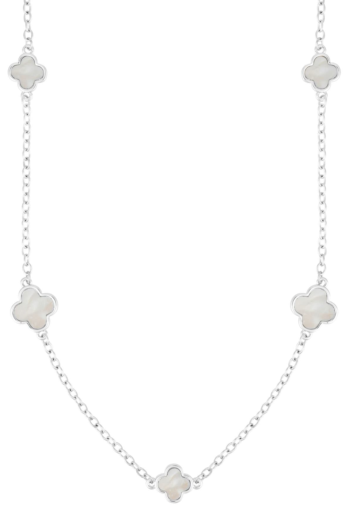 Adornia Mother of Pearl Clover Station Necklace