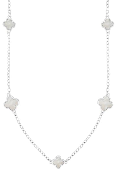 Adornia Mother of Pearl Clover Station Necklace 1