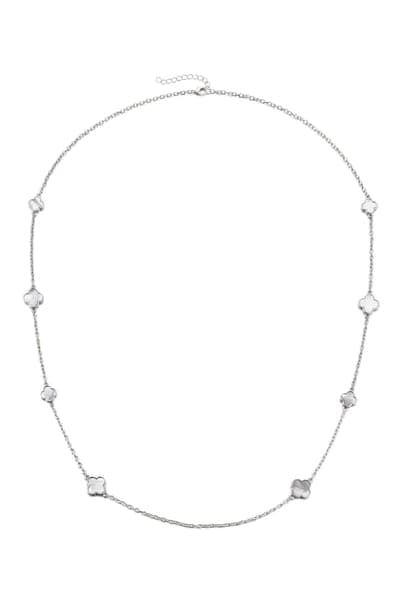 Adornia Mother of Pearl Clover Station Necklace 2
