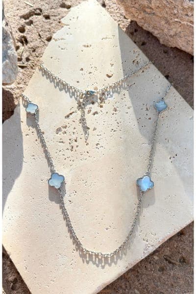 Adornia Mother of Pearl Clover Station Necklace 4