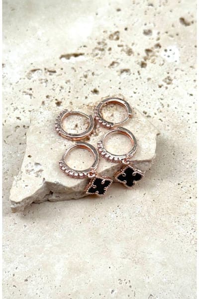 Adornia Set of 2 Cubic Zirconia Huggie Hoop & Clover Drop Earrings 5
