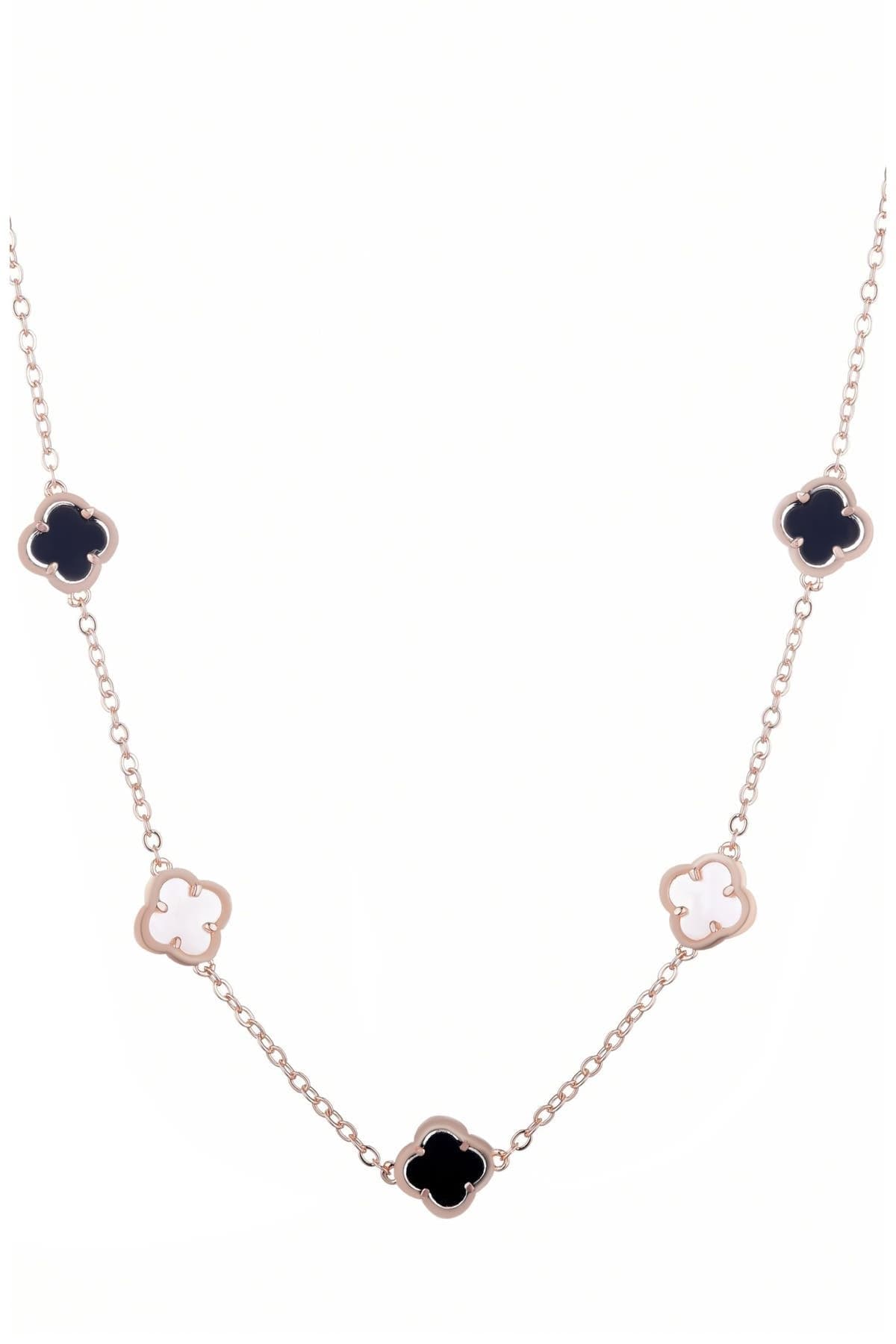 Adornia Enamel Clover Station Necklace