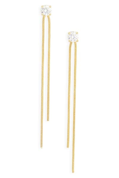 NORDSTROM RACK Cubic Zirconia Tassel Chain Drop Earrings 1