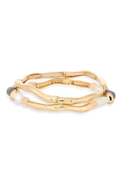 NORDSTROM RACK Set of 2 Faux Pearl Beaded Molten Stretch Bracelets 2