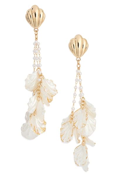 NORDSTROM RACK Faux Pearl & Pearlescent Shell Drop Earrings 1