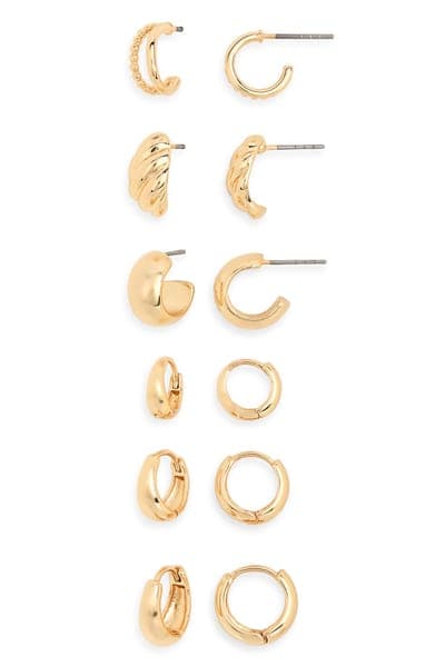 NORDSTROM RACK 6-Pack Huggie Hoop Earrings 3