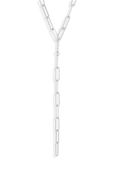 NORDSTROM RACK Textured Oval Link Y Necklace 1