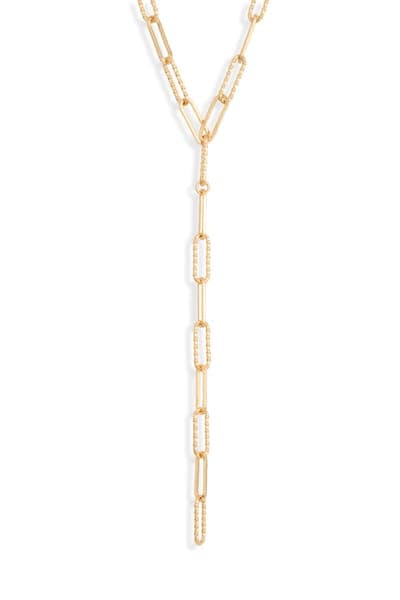 NORDSTROM RACK Textured Oval Link Y Necklace 3
