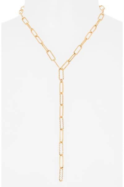 NORDSTROM RACK Textured Oval Link Y Necklace 4