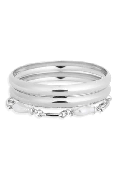 NORDSTROM RACK Faux Pearl Bangle Bracelet 2