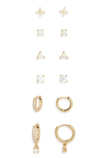 NORDSTROM RACK 6-Pack Mixed Stud & Hoop Earrings 1