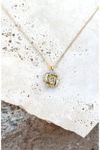 Adornia Cubic Zirconia Flower Pendant Necklace 2