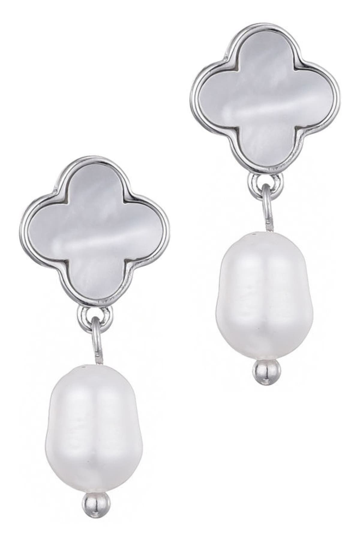 Adornia Mother-of-Pearl Clover & Faux Pearl Earrings