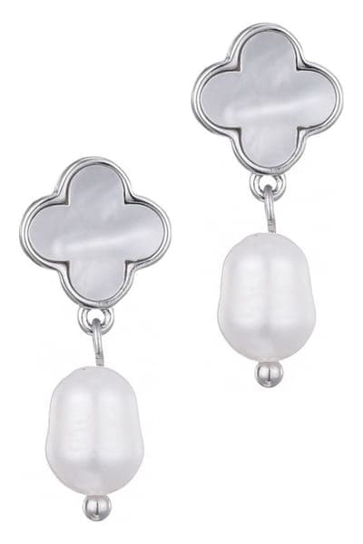 Adornia Mother-of-Pearl Clover & Faux Pearl Earrings 1